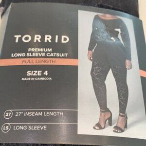 Nwt torrid Full Length Flocked Floral Skull Catsuit size 4 Black